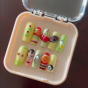 Handmade Funky Press-On Nails Set Size XS